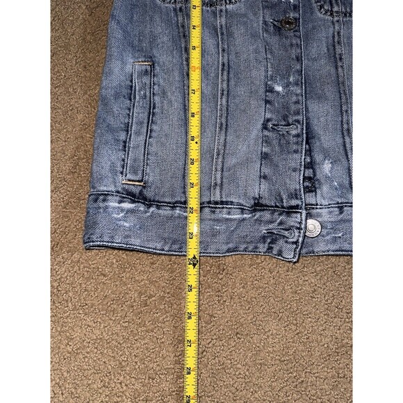 Abercrombie & Fitch Distressed Jean Jacket Size Small Womens Long Sleeve - Picture 7 of 8